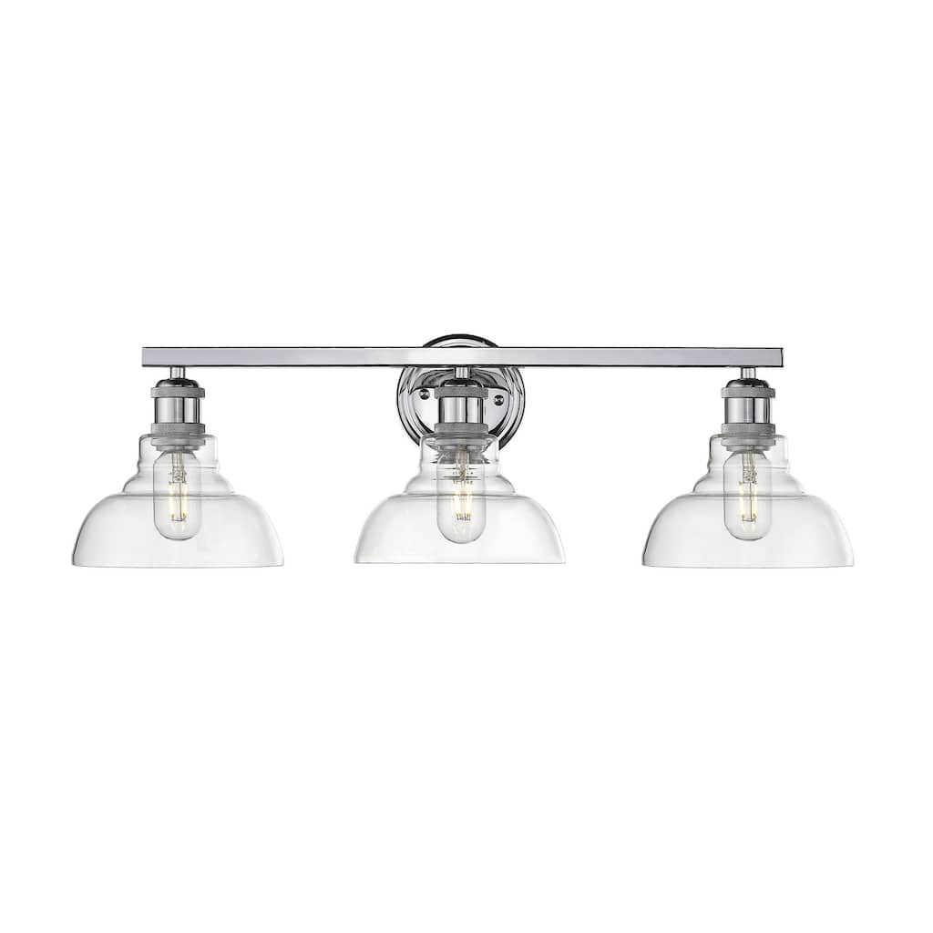 Carbon Loft Barton 3-light Bath Vanity in Chrome with Clear Glass Shades
