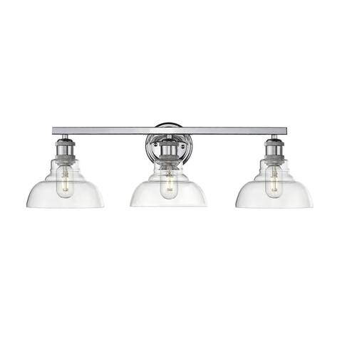 Carbon Loft Barton 3-light Bath Vanity in Chrome with Clear Glass Shades