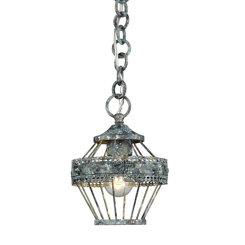 Golden Lighting Ferris Blue Verde Patina Steel 1-light Mini Semi-flushmount