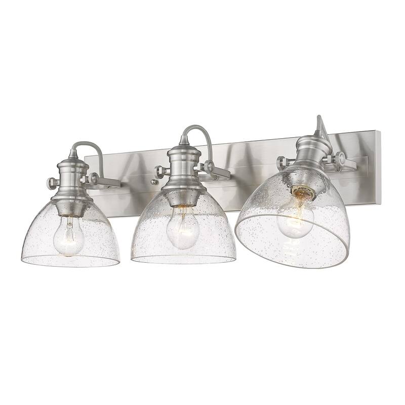 Carbon Loft Barton 3-light Bath Vanity in Pewter with Seeded Glass