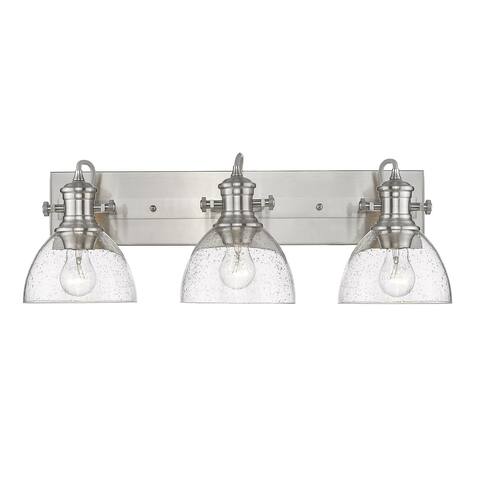 Carbon Loft Barton 3-light Bath Vanity in Pewter with Seeded Glass