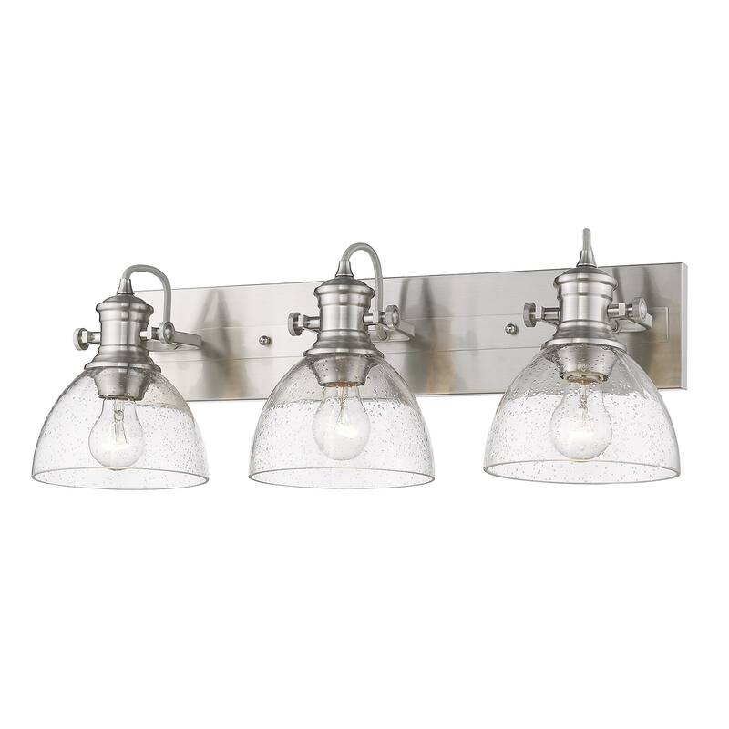 Carbon Loft Barton 3-light Bath Vanity in Pewter with Seeded Glass
