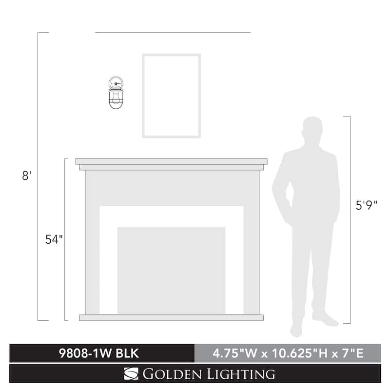 Seaport 1 Light Wall Sconce in Black