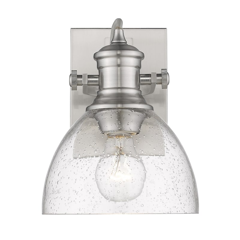 Hines 1 Light Bath Vanity in Pewter with Seeded Glass
