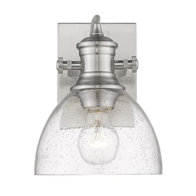Hines 1 Light Bath Vanity in Pewter with Seeded Glass