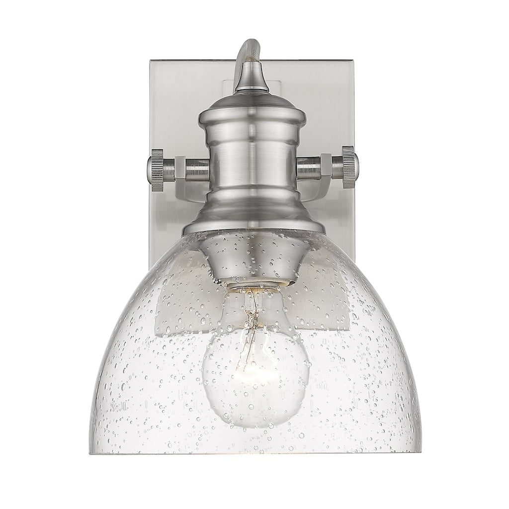 Hines 1 Light Bath Vanity in Pewter with Seeded Glass