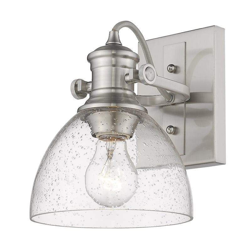 Hines 1 Light Bath Vanity in Pewter with Seeded Glass