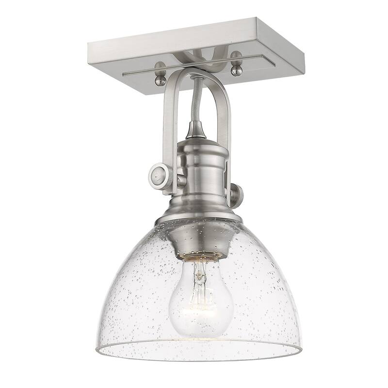 Hines 1 Light Bath Vanity in Pewter with Seeded Glass