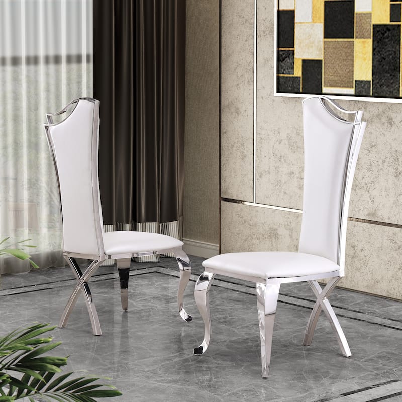 Best Quality Furniture Luxe Upholstered Dining Accent Chairs (Set of 2) - White