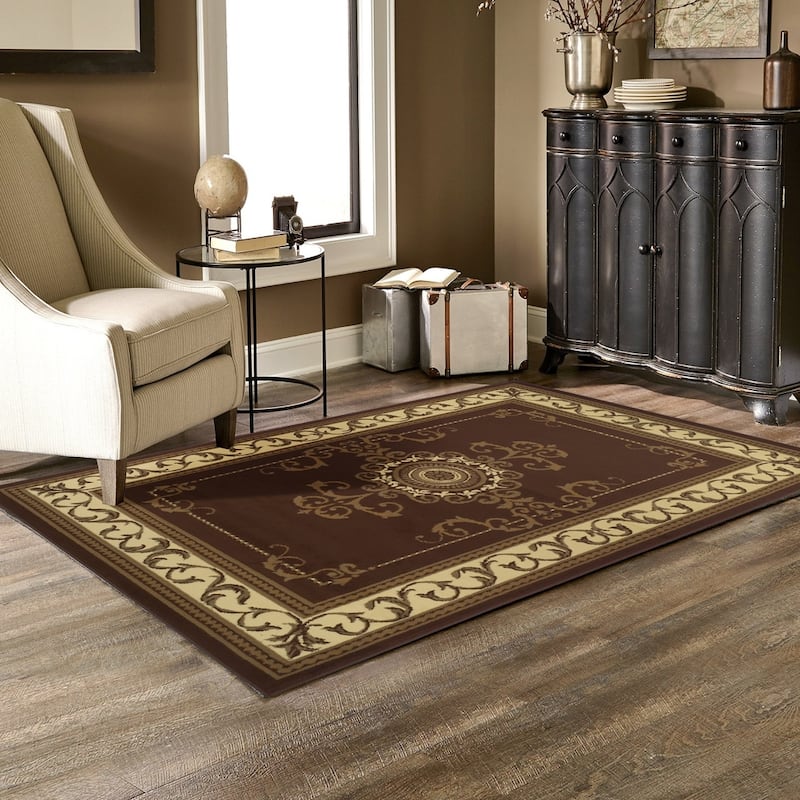 Traditional Medallion Floral Indoor Runner or Area Rug by Superior