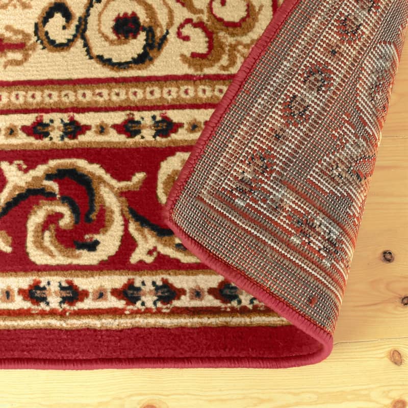 Traditional Floral Scroll Vines Border Indoor Area Rug by Superior