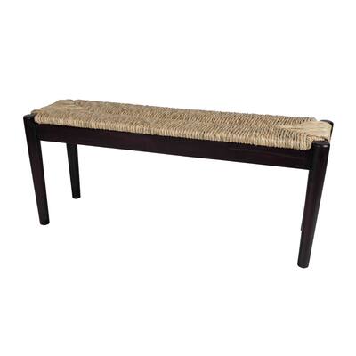 StyleCraft Indoor/ Outdoor Seagrass Bench - Black Finish Frame