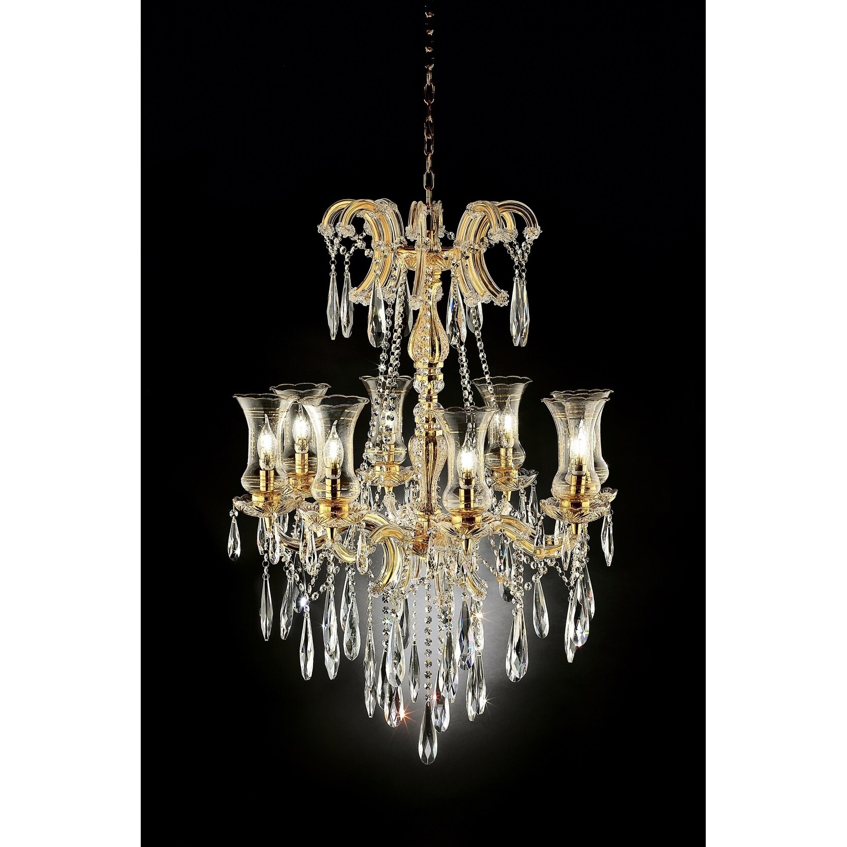 Adeline Crystal Matte Gold 8 LED Light Glass Chandelier - Chandeliers For Bedrooms by Overstock.com