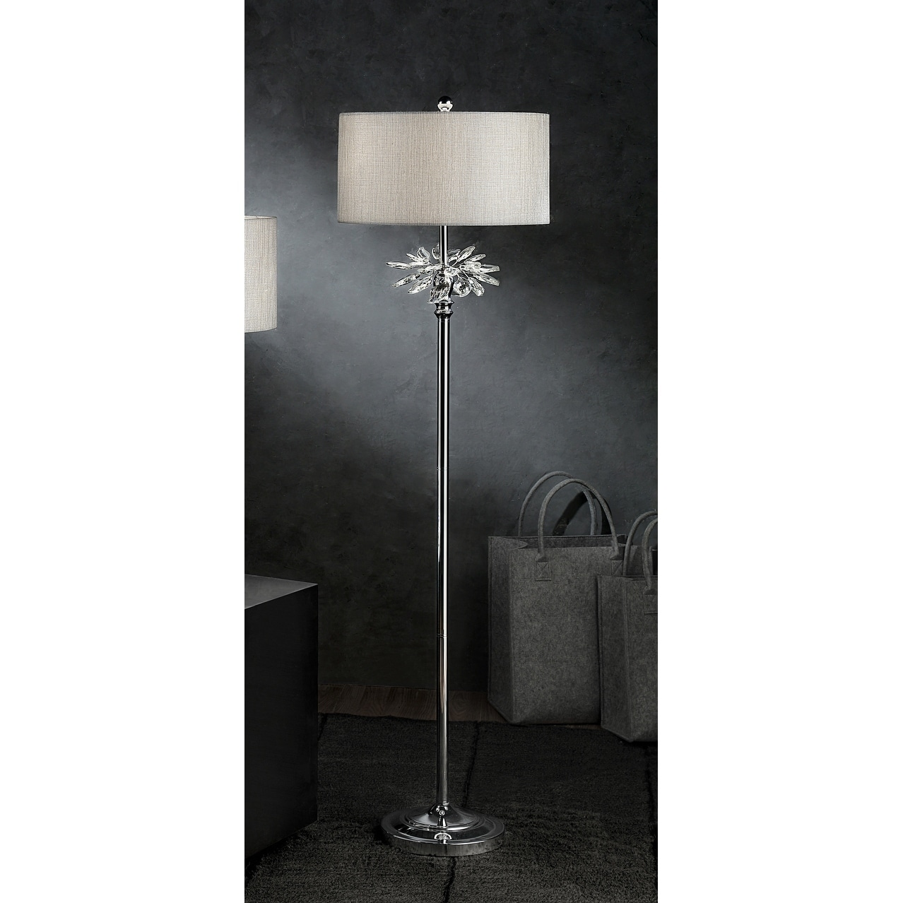 Quartz Crystals Brass Starburst Floor Lamp