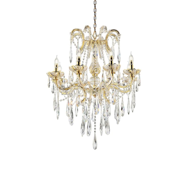 Luminere Crystal Matte Gold 8 LED Lights Chandelier