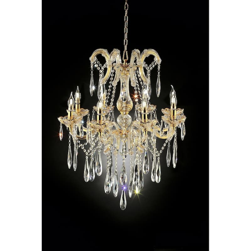 Luminere Crystal Matte Gold 8 LED Lights Chandelier
