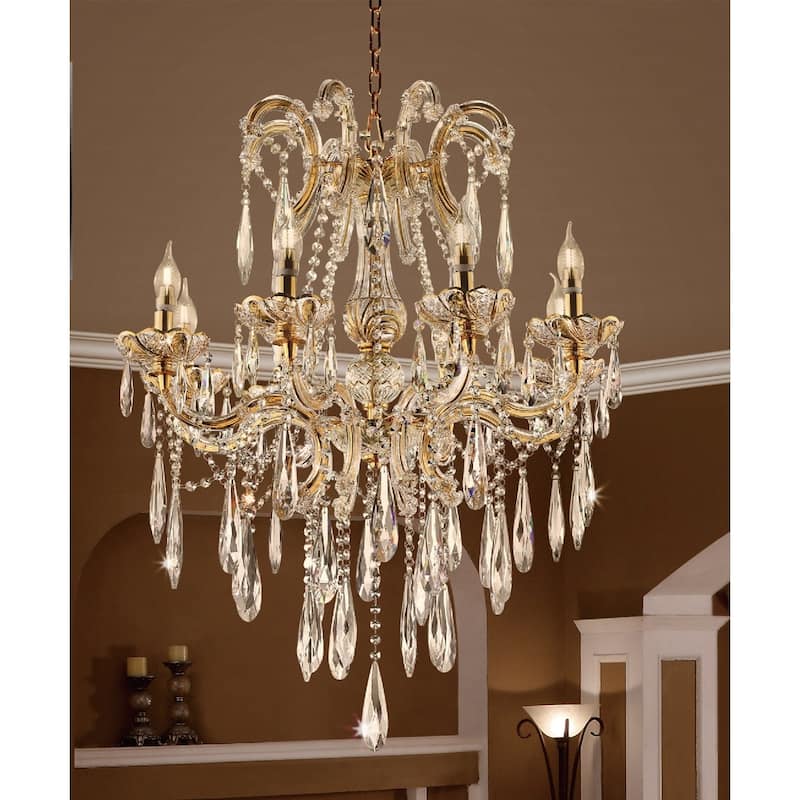 Luminere Crystal Matte Gold 8 LED Lights Chandelier