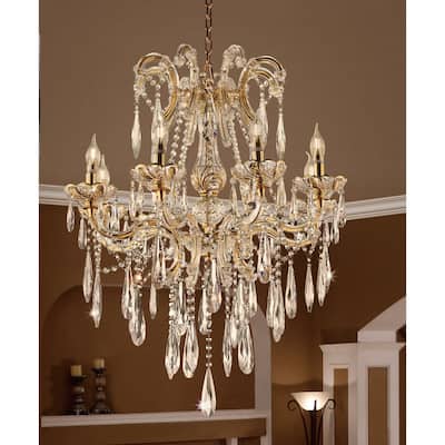 Luminere Crystal Matte Gold 8 LED Lights Chandelier