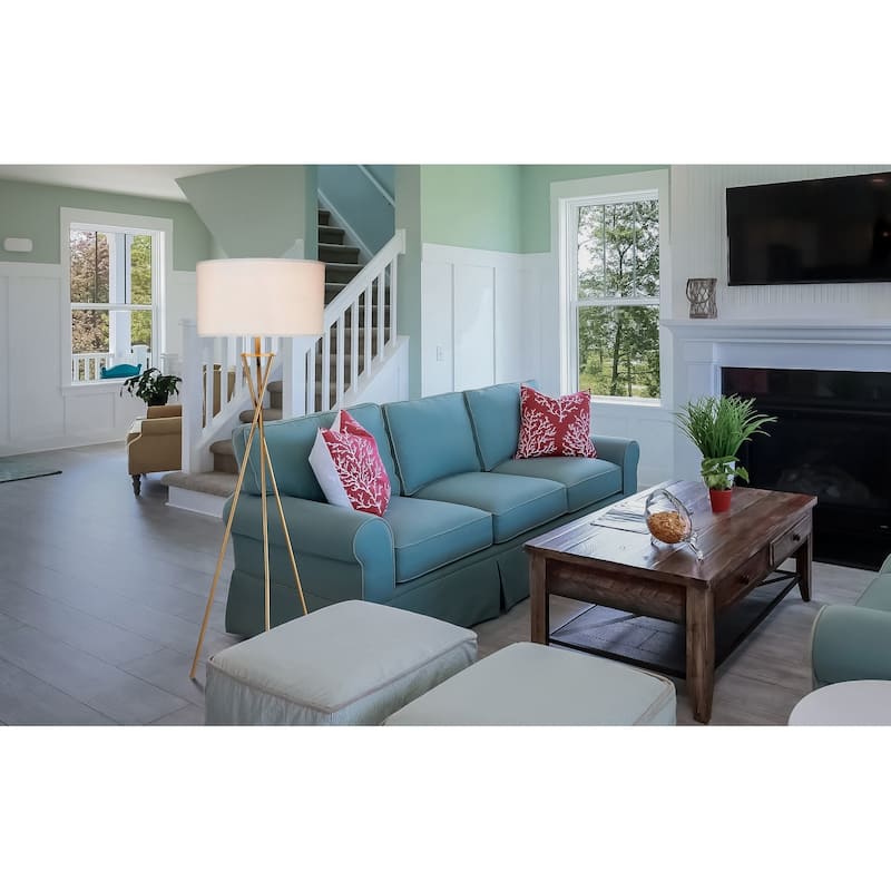 Ester Matte Gold Mid Century Metal Floor Lamp