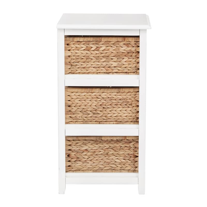 Seabrook Three-Tier Storage Unit With White Finish and Natural Baskets