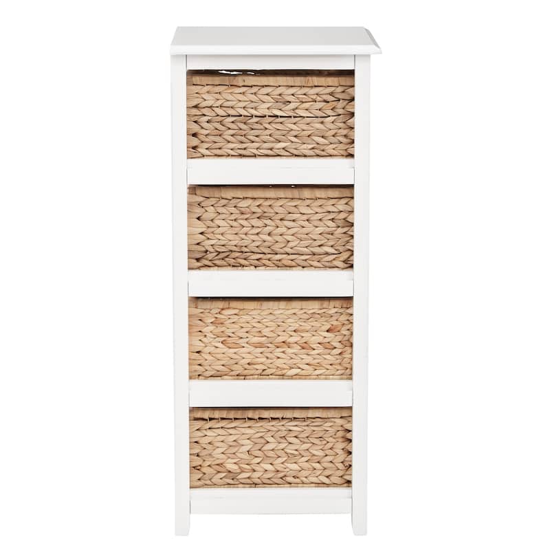Seabrook Four-Tier Storage Unit With White Finish and Natural Baskets