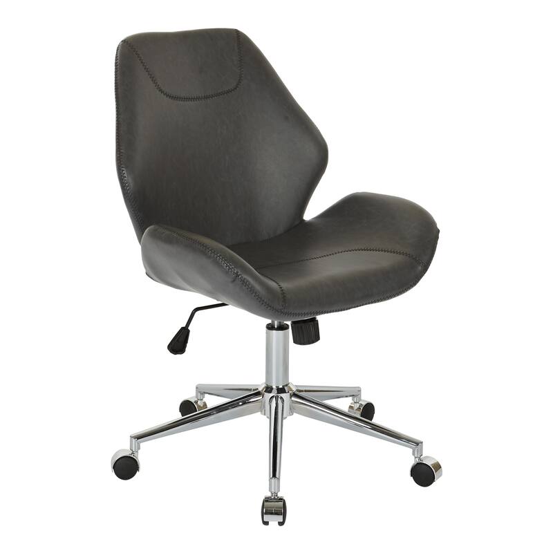 Chatsworth Faux Leather Office Chair with Chrome Base - Black