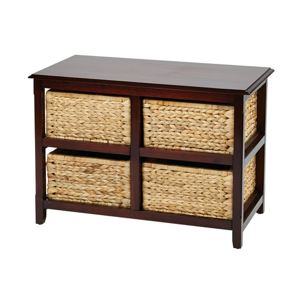 Espresso Finish OSP Designs Seabrook Two-Tier Storage Unit With Two Natural Baskets
