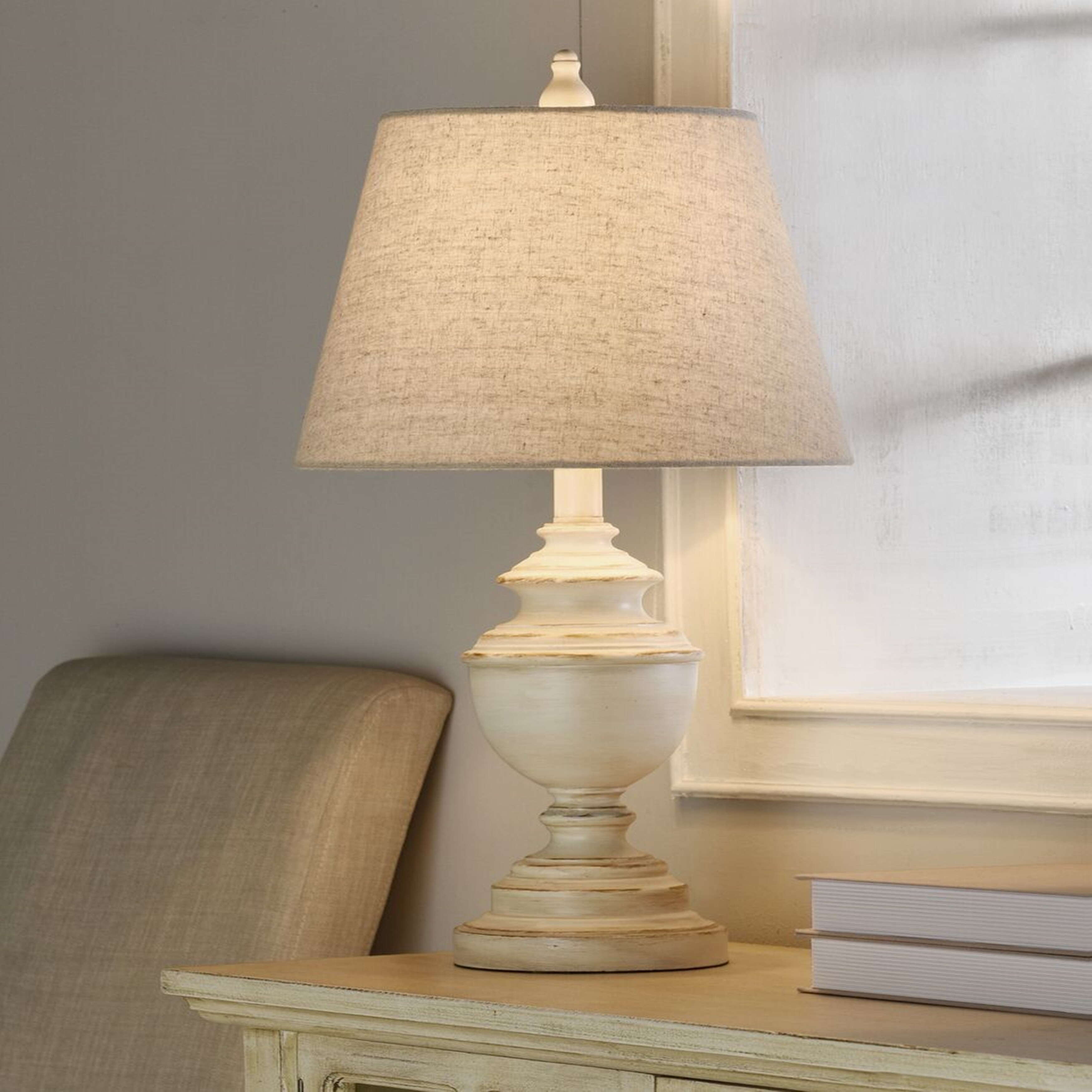 rustic distressed cream table lamp