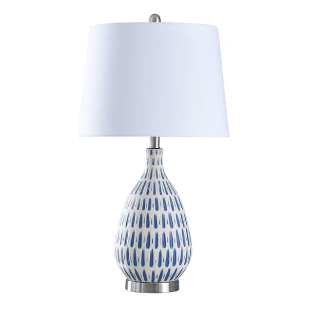 StyleCraft Marissa Off-White and Blue Table Lamp - Off White Shade