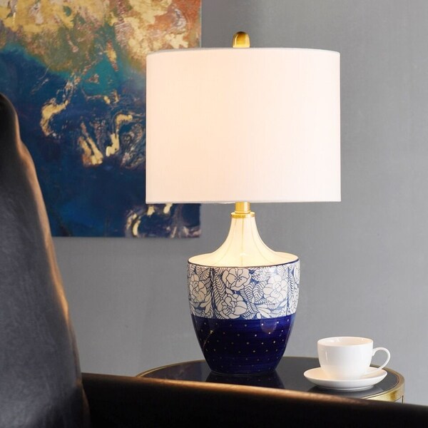 blue and gold table lamp