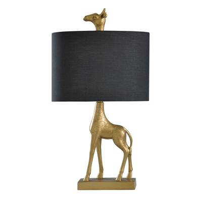 StyleCraft Golden Giraffe Solid Gold Table Lamp - Navy Blue Shade