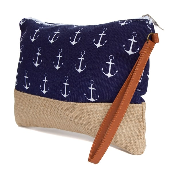 Makeup Bag Canvas Toiletry Anchor - Burlap Makeup Bag Makeup Bag Canvas Toiletry Anchor - Burlap Makeup Bag