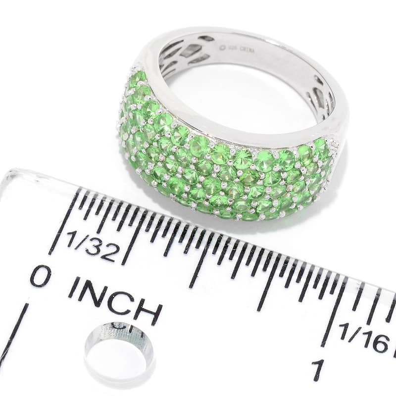Sterling Silver 1.90ctw Tsavorite Five-Row Band Ring