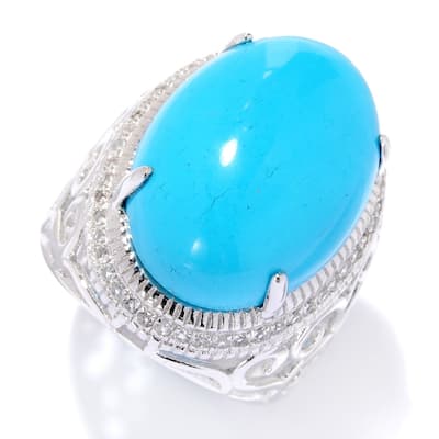 Sterling Silver Sonora Beauty Turquoise & White Topaz Ring