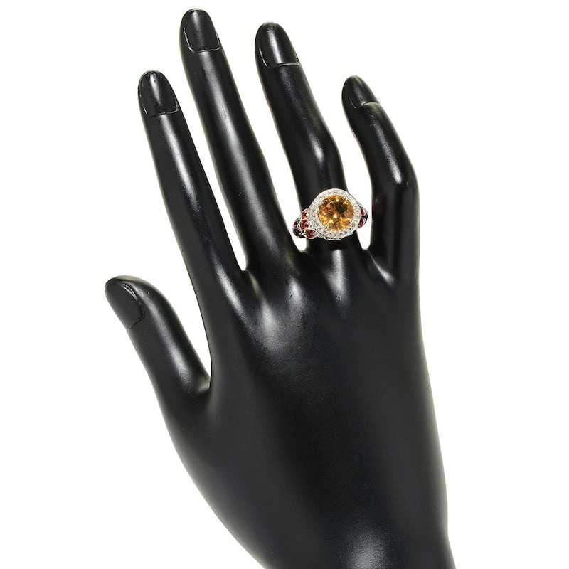 Sterling Silver 5.01ctw Citrine & White Topaz Halo Ring