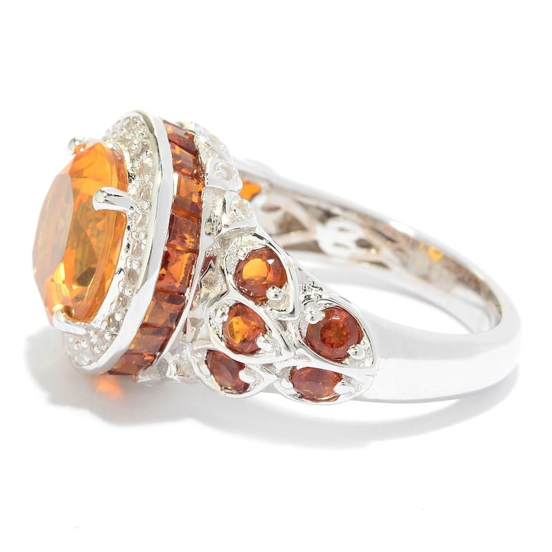 Sterling Silver 5.01ctw Citrine & White Topaz Halo Ring