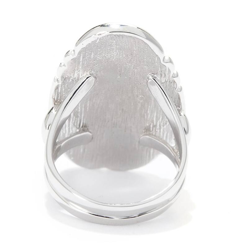Sterling Silver 22 x 10.5mm White Buffalo Quartz Ring