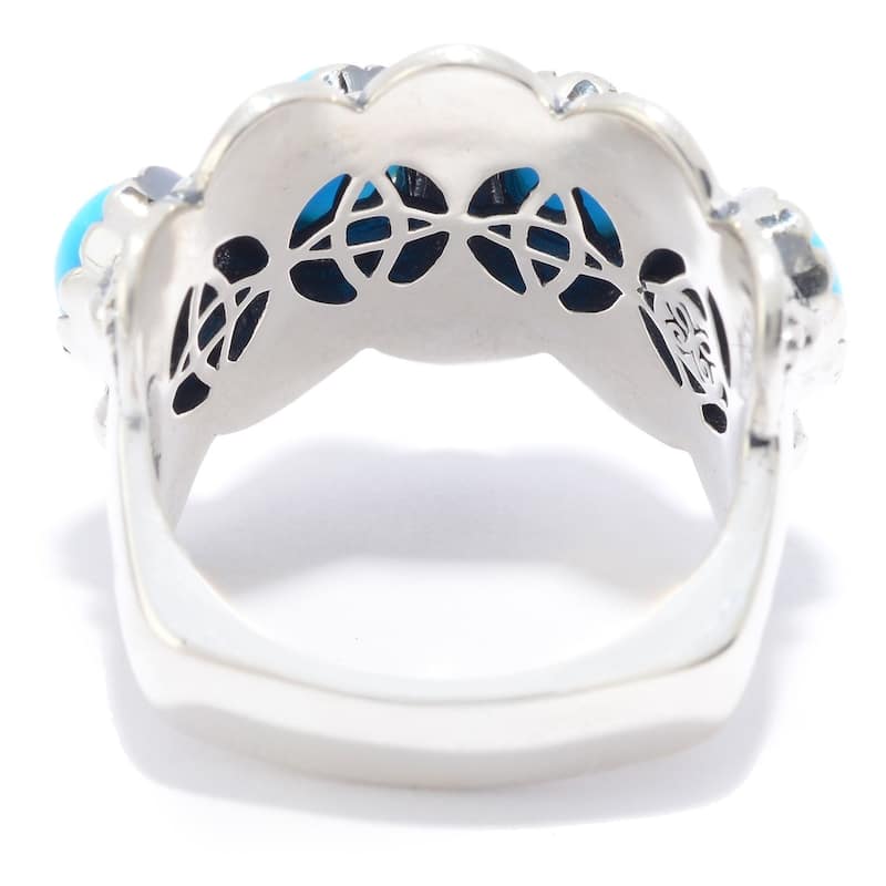 Sterling Silver Kingman Turquoise Scalloped Edge Band Ring