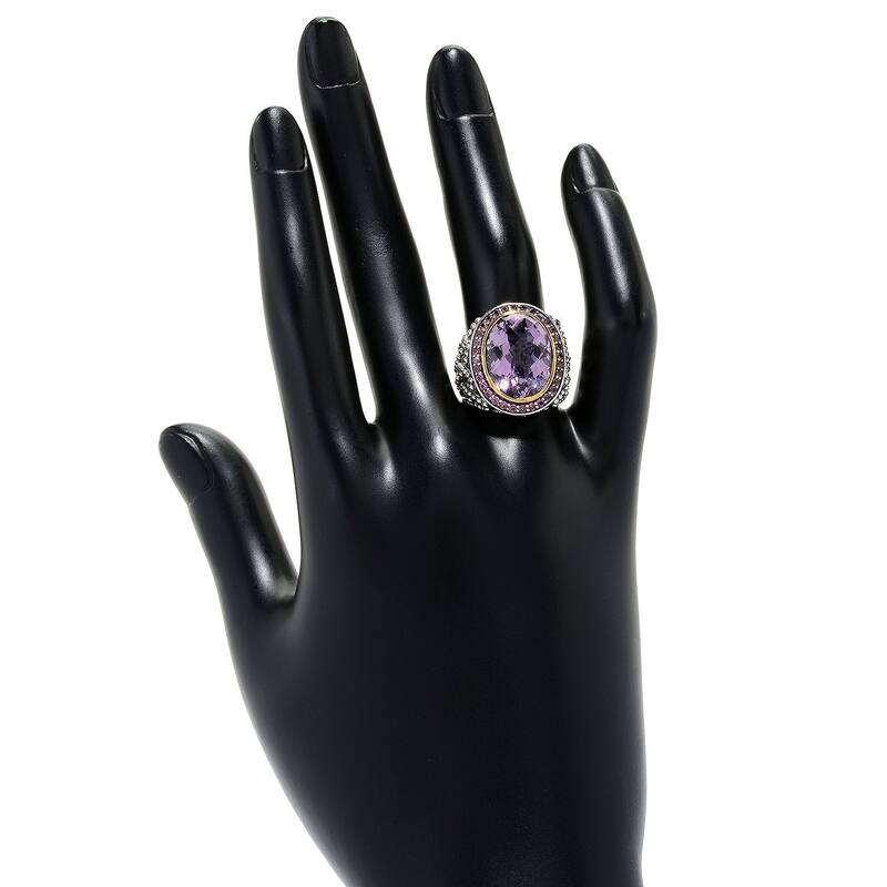 Sterling Silver 8.14ctw Oval Pink Amethyst & Rhodolite Ring
