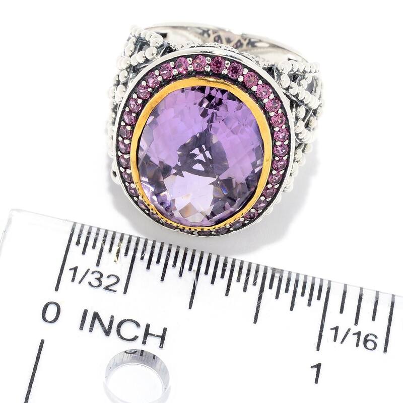 Sterling Silver 8.14ctw Oval Pink Amethyst & Rhodolite Ring