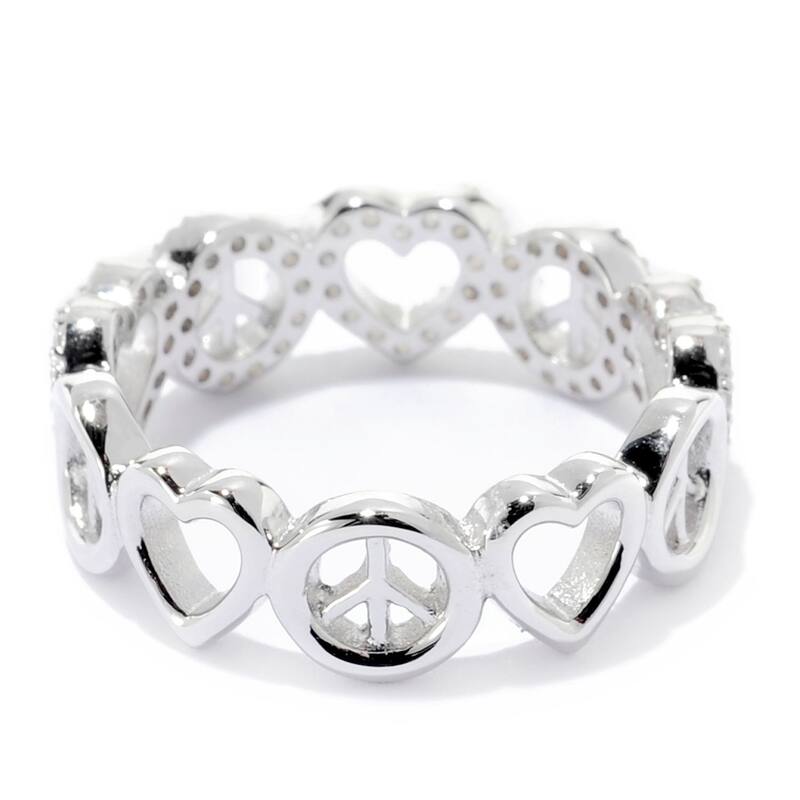 Sterling Silver White Zircon Eternity Band Ring