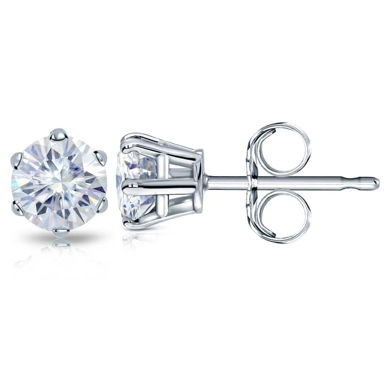 Auriya 4ctw Round Moissanite Stud Earrings Platinum