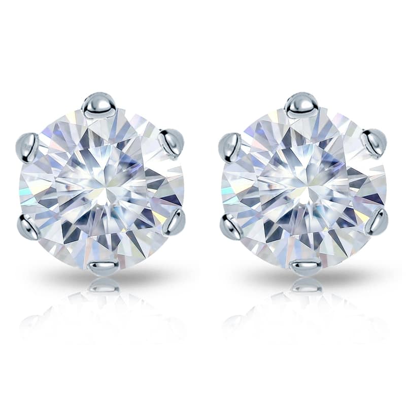 Auriya 4ctw Round Moissanite Stud Earrings Platinum