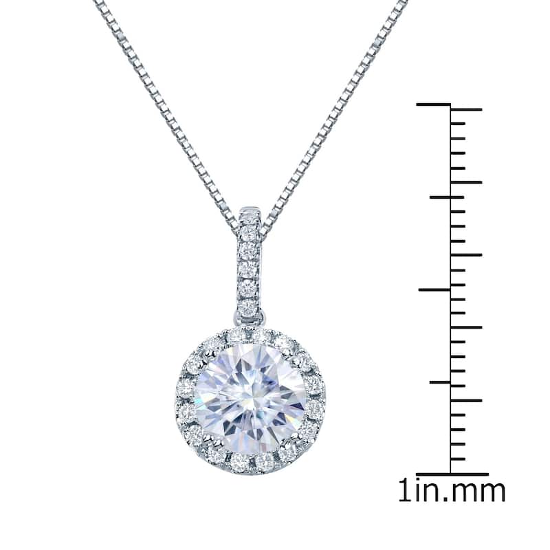 Auriya 14k Gold 1ct Halo Moissanite and Diamond Necklace 1/6ct TDW