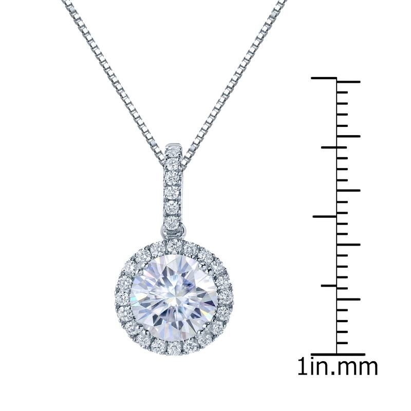 Auriya 14k Gold 1 1/2ct Halo Moissanite and Diamond Necklace 1/5ct TDW