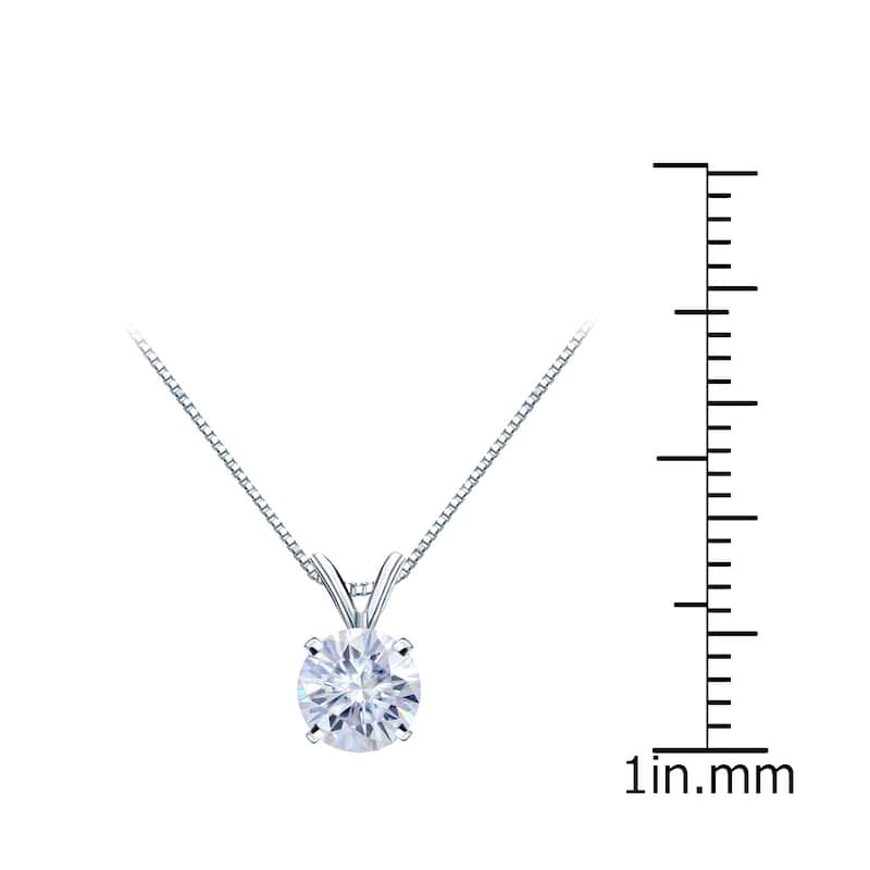 Auriya 14k Gold 1/2ct TW Round Solitaire Moissanite Necklace - 5 mm - 5 mm