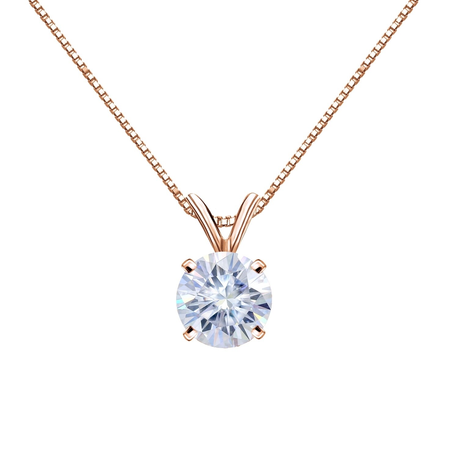 0.50CTW Round Brilliant Moissanite 14K Solid Yellow Gold Pendant 0.50CTW Round Brilliant Moissanite 14K Solid Yellow Gold Pendant