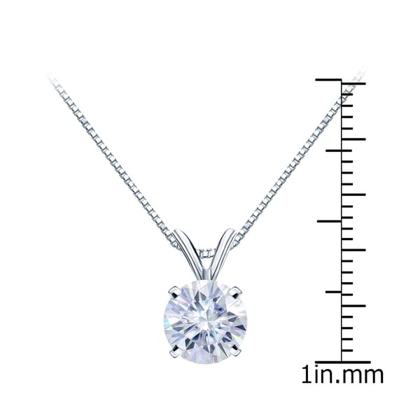 Auriya 14KT Gold 1 1/4ctw Round Solitaire Moissanite Necklace - 7 mm - 7 mm