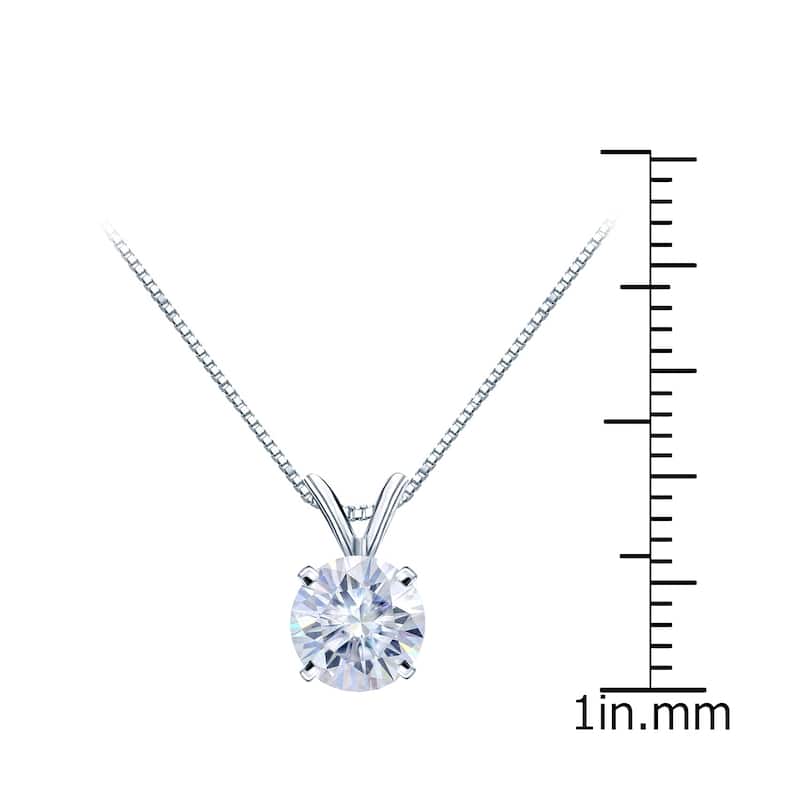 Auriya 18KT Gold 3/4ctw Round Solitaire Moissanite Necklace - 5.9 mm - 5.9 mm