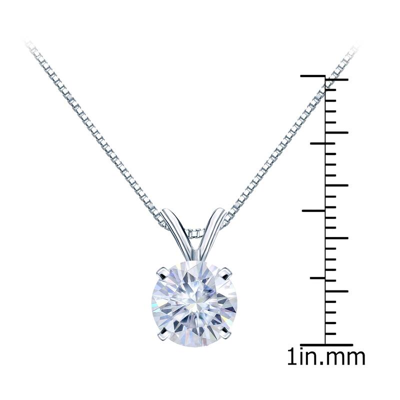 Auriya Platinum 1 1/2ctw Round Solitaire Moissanite Necklace - 7.4 mm - 7.4 mm